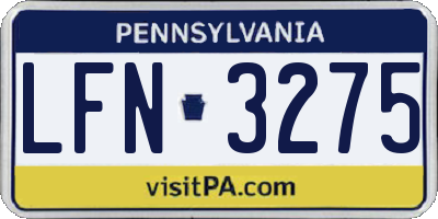 PA license plate LFN3275