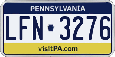 PA license plate LFN3276