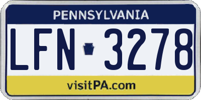 PA license plate LFN3278