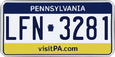 PA license plate LFN3281