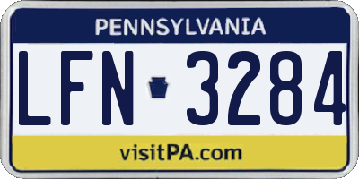 PA license plate LFN3284