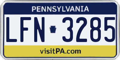 PA license plate LFN3285