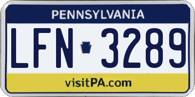 PA license plate LFN3289