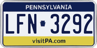 PA license plate LFN3292