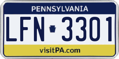 PA license plate LFN3301