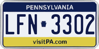 PA license plate LFN3302
