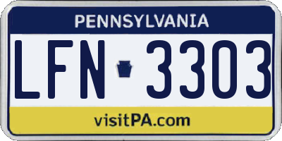 PA license plate LFN3303
