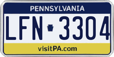 PA license plate LFN3304