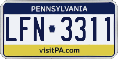 PA license plate LFN3311