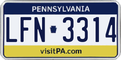 PA license plate LFN3314