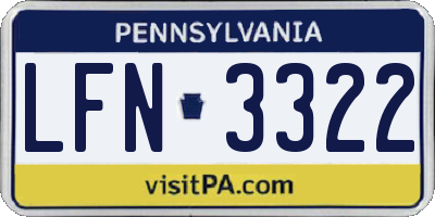 PA license plate LFN3322