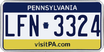 PA license plate LFN3324