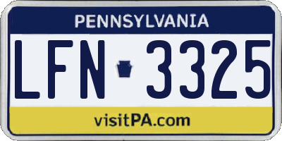 PA license plate LFN3325