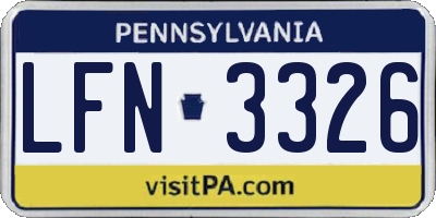 PA license plate LFN3326