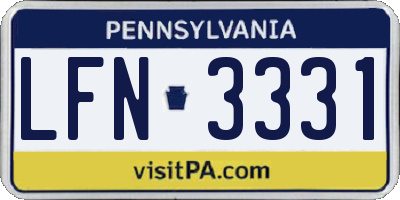PA license plate LFN3331