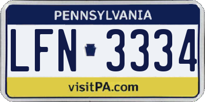 PA license plate LFN3334