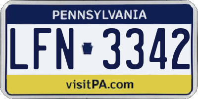 PA license plate LFN3342
