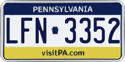 PA license plate LFN3352