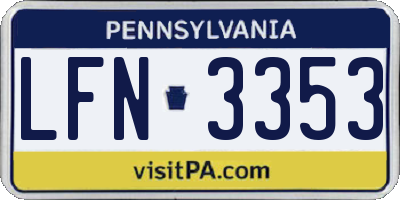 PA license plate LFN3353
