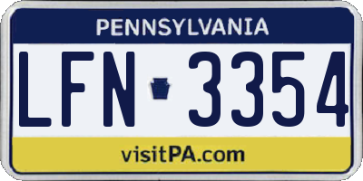PA license plate LFN3354