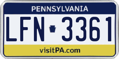 PA license plate LFN3361