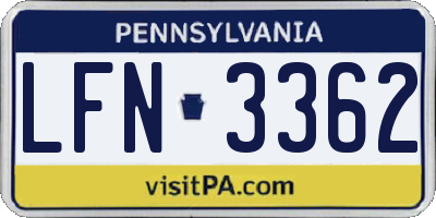 PA license plate LFN3362
