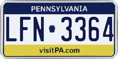 PA license plate LFN3364
