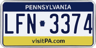 PA license plate LFN3374