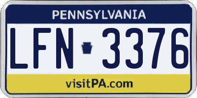 PA license plate LFN3376