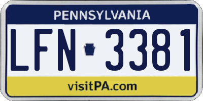 PA license plate LFN3381