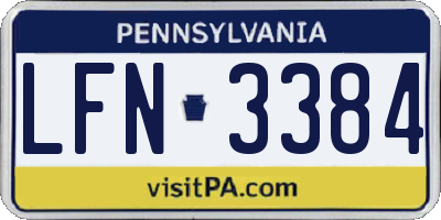 PA license plate LFN3384