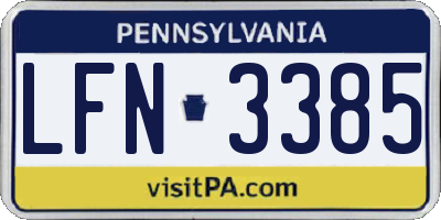 PA license plate LFN3385