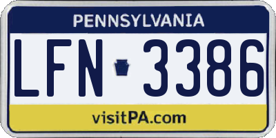 PA license plate LFN3386