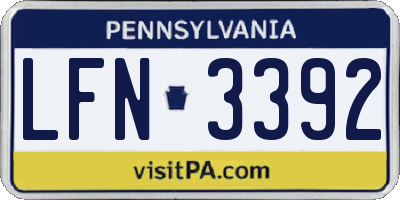 PA license plate LFN3392