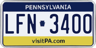 PA license plate LFN3400