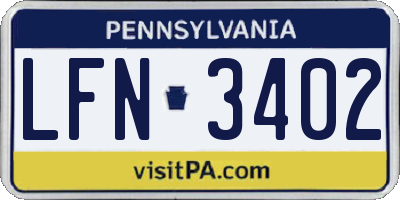 PA license plate LFN3402