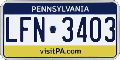 PA license plate LFN3403
