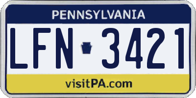 PA license plate LFN3421