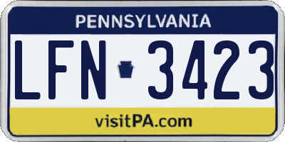 PA license plate LFN3423