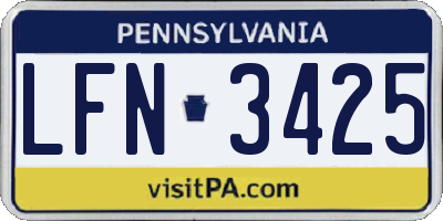 PA license plate LFN3425