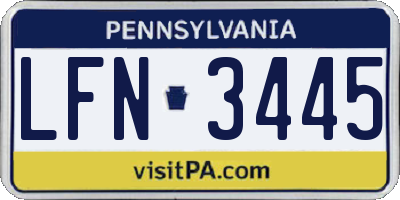 PA license plate LFN3445