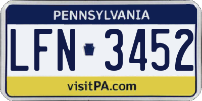 PA license plate LFN3452