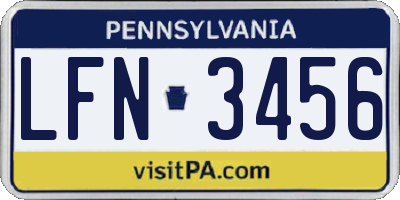 PA license plate LFN3456