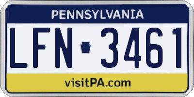 PA license plate LFN3461