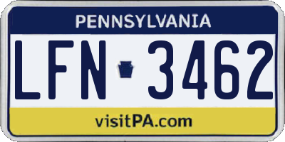 PA license plate LFN3462