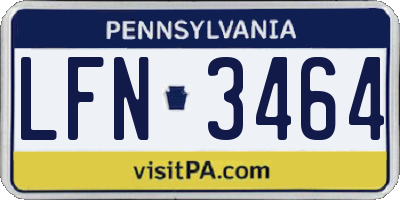 PA license plate LFN3464