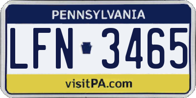 PA license plate LFN3465