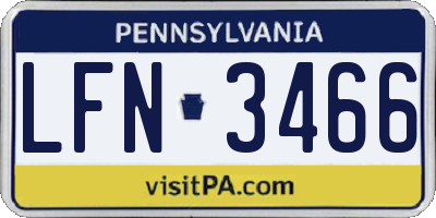 PA license plate LFN3466