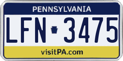 PA license plate LFN3475