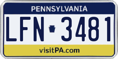 PA license plate LFN3481